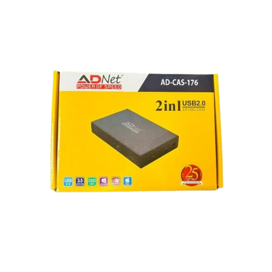 ADNET AD-CAS-176 3.5 HDD Enclosure USB 2.0 External 3.5 & 2.5 Inch 2in1 Desktop Casing